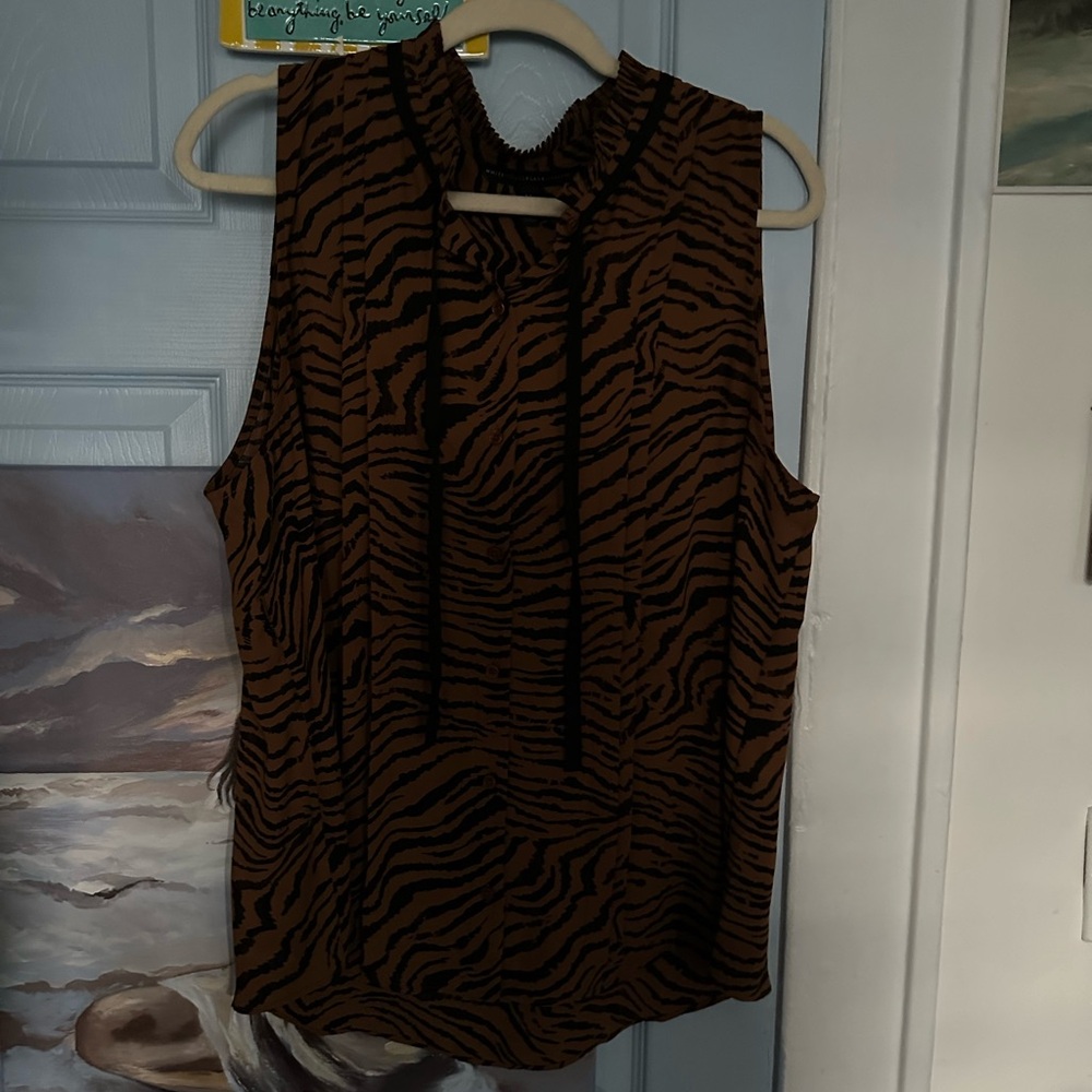White House Black Market Zebra Print Tank Top